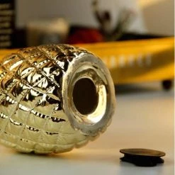 Staunton And Henry Home Accessories Ceramic Gold Pineapple Container