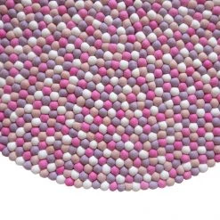 Staunton And Henry Pink & Mauve Felt Ball Rug Rugs