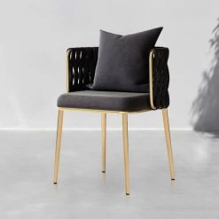 Staunton And Henry Macy Braided Velvet And Gold Dining Chair (Set Of 2)