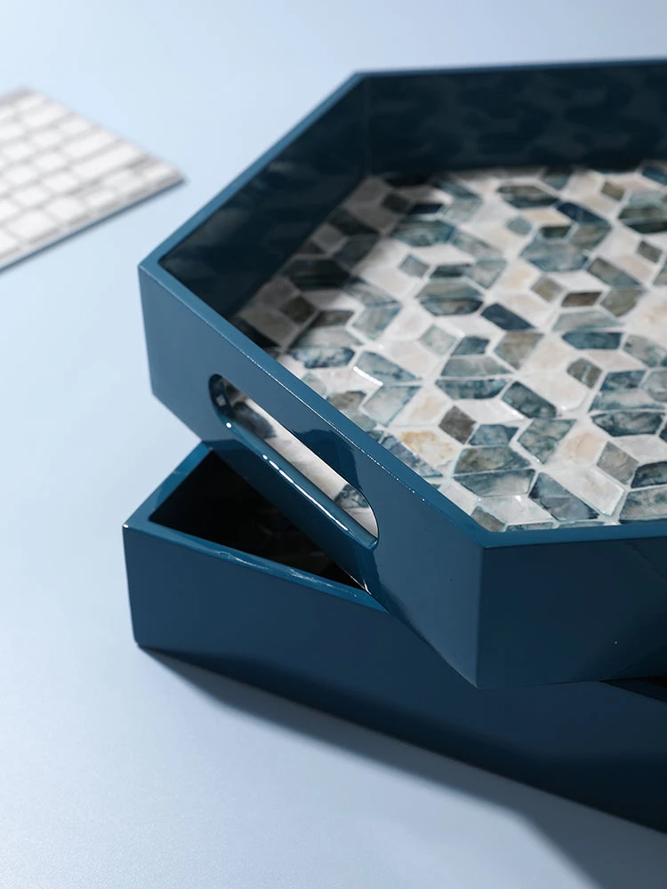 Staunton And Henry Decorative Objects Lacquered Blue Mother Of Pearl Inlay Square Tray 7 Staunton And Henry Decorative Objects Lacquered Blue Mother Of Pearl Inlay Square Tray