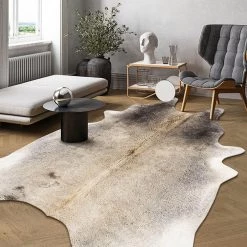 Staunton And Henry Rugs Premium Grey And Cream Faux Cowhide Rug