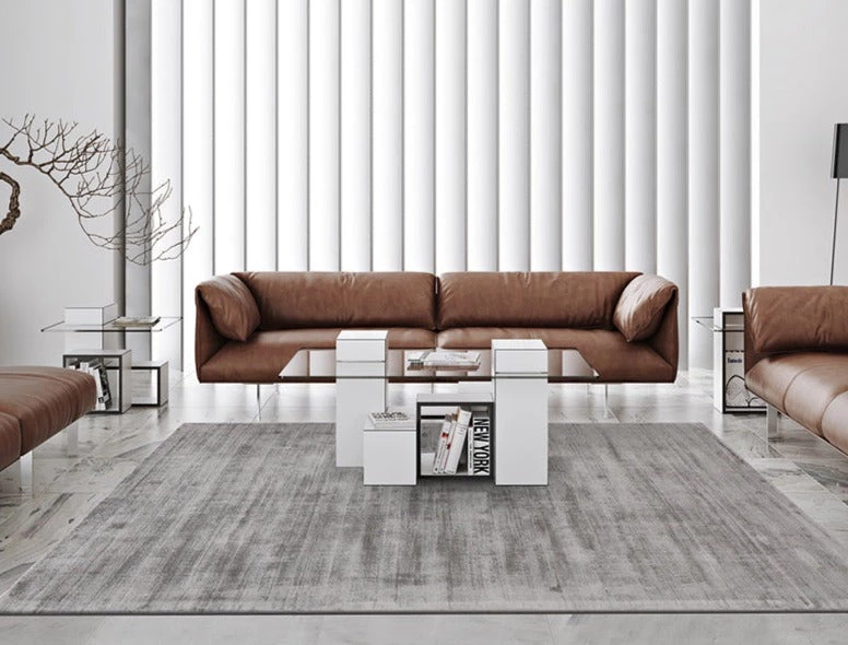 Staunton And Henry Amir Silver Gray Abstract Viscose Rug Rugs 4 Staunton And Henry Amir Silver Gray Abstract Viscose Rug Rugs