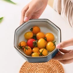 Staunton And Henry Ako Blue And Red Japanese Octagonal Serving Bowls