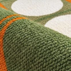 Staunton And Henry Rugs Austin Retro Circle Green And Orange Wool Rug