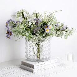 Staunton And Henry Home Accessories Hand-Blown Spotted Clear Glass Vase