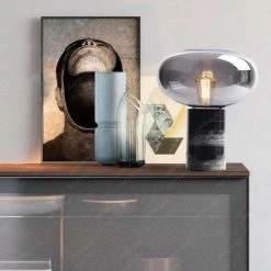 Staunton And Henry Lighting Joelle Oval Glass And Marble Base Table Lamp