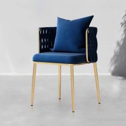 Staunton And Henry Macy Braided Velvet And Gold Dining Chair (Set Of 2)