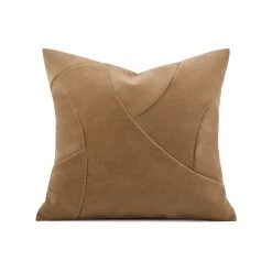 Staunton And Henry Faux Leather Khaki Throw Cushion