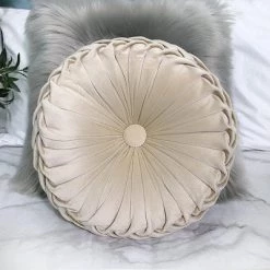Staunton And Henry Round Pleated Vintage Style Cushion