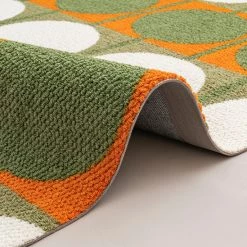 Staunton And Henry Rugs Austin Retro Circle Green And Orange Wool Rug