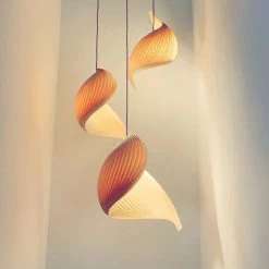 Staunton And Henry Studio Vayehi Wing Wood Veneer Ceiling Light