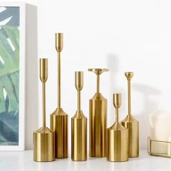 Staunton And Henry Home Accessories Gold Candlestick Holder - Set Of 6
