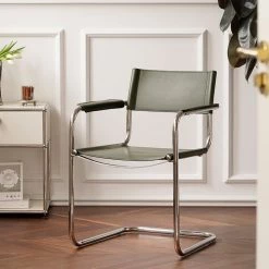 Staunton And Henry Furniture Mid Century Modern S34 Style Leather And Chrome Chair