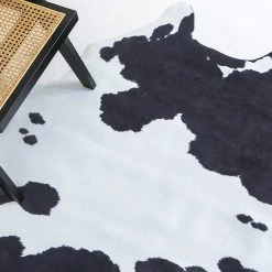 Staunton And Henry Rugs Premium White With Black Spots Faux Cowhide Rug