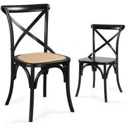 Staunton And Henry Solid Wood & Rattan Country Chair - Vintage Finish Furniture