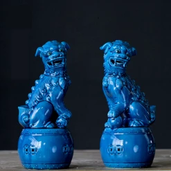 Staunton And Henry Blue Foo Dogs - Set Of 2 Home Accessories