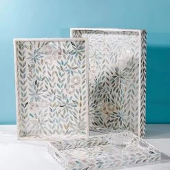 Staunton And Henry Jose Mother Of Pearl White Rectangle Tray Decorative Objects