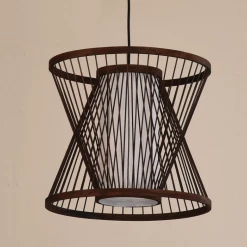 Staunton And Henry Double Cone Japanese Bamboo Ceiling Light