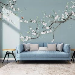Staunton And Henry Blue Oriental Cherry Blossom Wall Mural Wall Decor