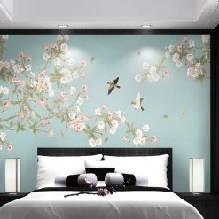 Staunton And Henry Blue Oriental Cherry Blossom Wall Mural Wall Decor