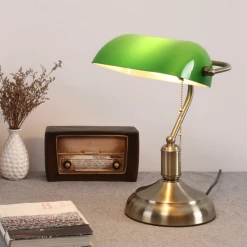 Staunton And Henry Vintage Bankers Lamp In Green Lighting