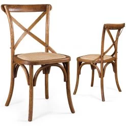 Staunton And Henry Solid Wood & Rattan Country Chair - Vintage Finish Furniture