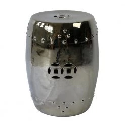 Staunton And Henry Silver Chinese Ceramic Drum Stool Furniture