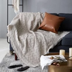 Staunton And Henry Nordic Muted Color Cotton Throw Blanket