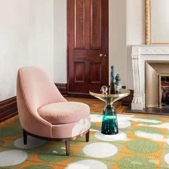 Staunton And Henry Rugs Austin Retro Circle Green And Orange Wool Rug