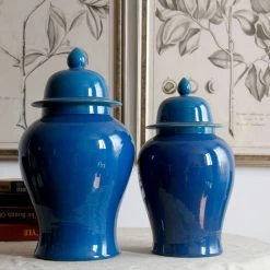 Staunton And Henry Blue Ceramic Chinese Urn