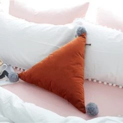 Staunton And Henry Triangle Pom Pom Cushion Home Accessories