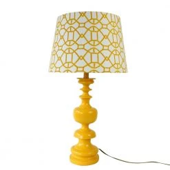 Staunton And Henry Modern Yellow Lamp & Patterned Shade
