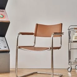 Staunton And Henry Furniture Mid Century Modern S34 Style Leather And Chrome Chair