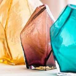 Staunton And Henry Colourful Faceted Glass Vases