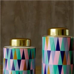 Staunton And Henry Pastel Geomatric Pattern Urn Vases Home Accessories