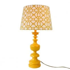 Staunton And Henry Modern Yellow Lamp & Patterned Shade