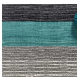 Staunton And Henry Grey And Turquoise Chunky Weave Rug