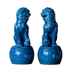 Staunton And Henry Blue Foo Dogs - Set Of 2 Home Accessories