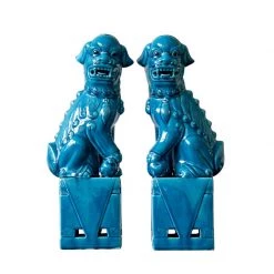 Staunton And Henry Blue Foo Dogs - Set Of 2 Home Accessories