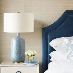 Staunton And Henry Blue Ceramic Table Lamp With Gold Trim Lighting