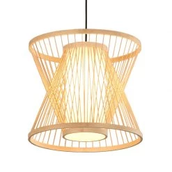 Staunton And Henry Double Cone Japanese Bamboo Ceiling Light
