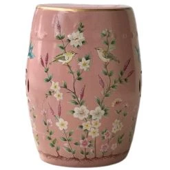 Staunton And Henry Furniture Modern Chinese Ceramic Hand-Painted Stool