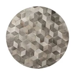 Staunton And Henry Grey And White Patchwork Round Cowhide Rug