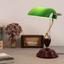 Staunton And Henry Vintage Bankers Lamp In Green Lighting